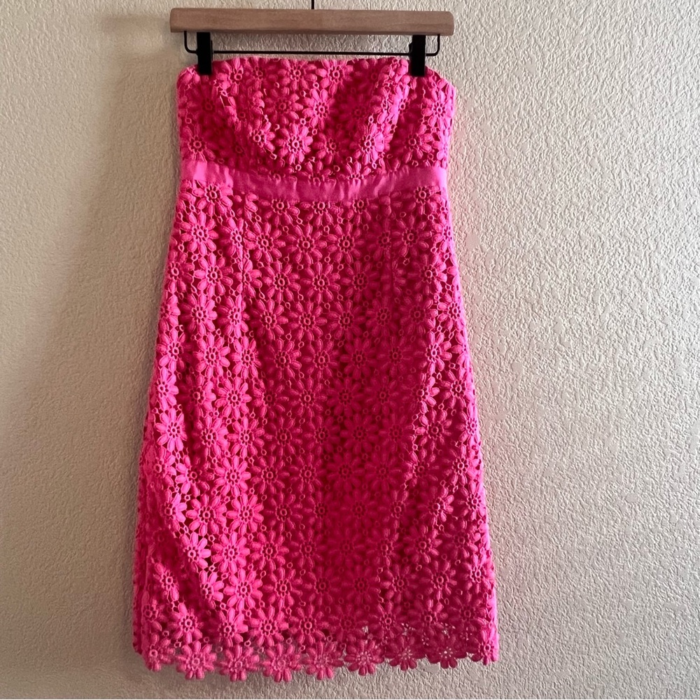 Lilly Pulitzer Bowen Strapless Pink Eyelet Dress Size 2